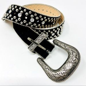 GUESS Silver Studded Black Belt NWT